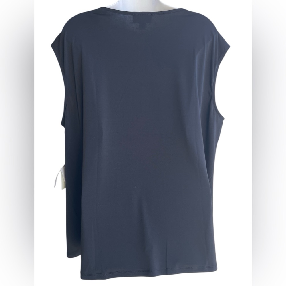 Carmen Carmen Marc Valvo Woman Black Cowl Neck Sleeveless Top Hardware 2X NWT - Picture 3 of 3